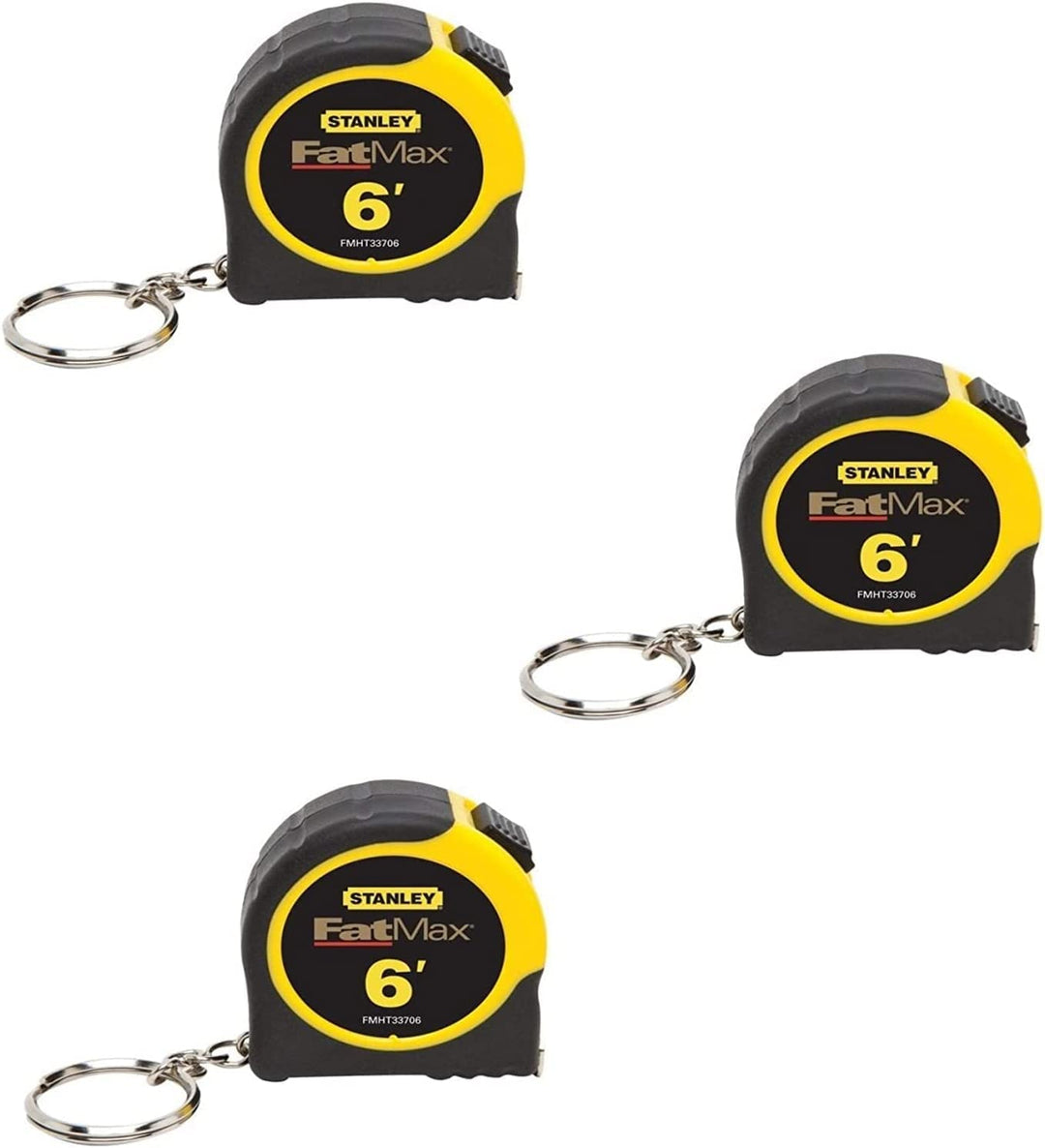 Stanley Fat Max FMHT33706W 1/2" X 6' Fatmax Keychain Tape Measure, 3 Pack