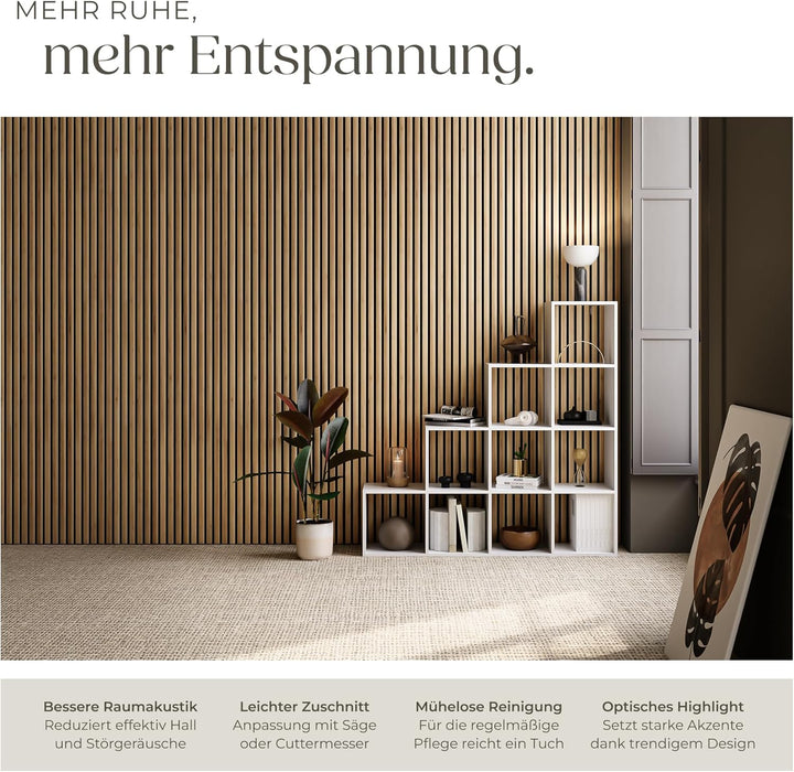 tectake® Akustikpaneele Echtholzfurnier 2er Set, Schallschutz, MDF Schallabsorber für Wand, Schalldä