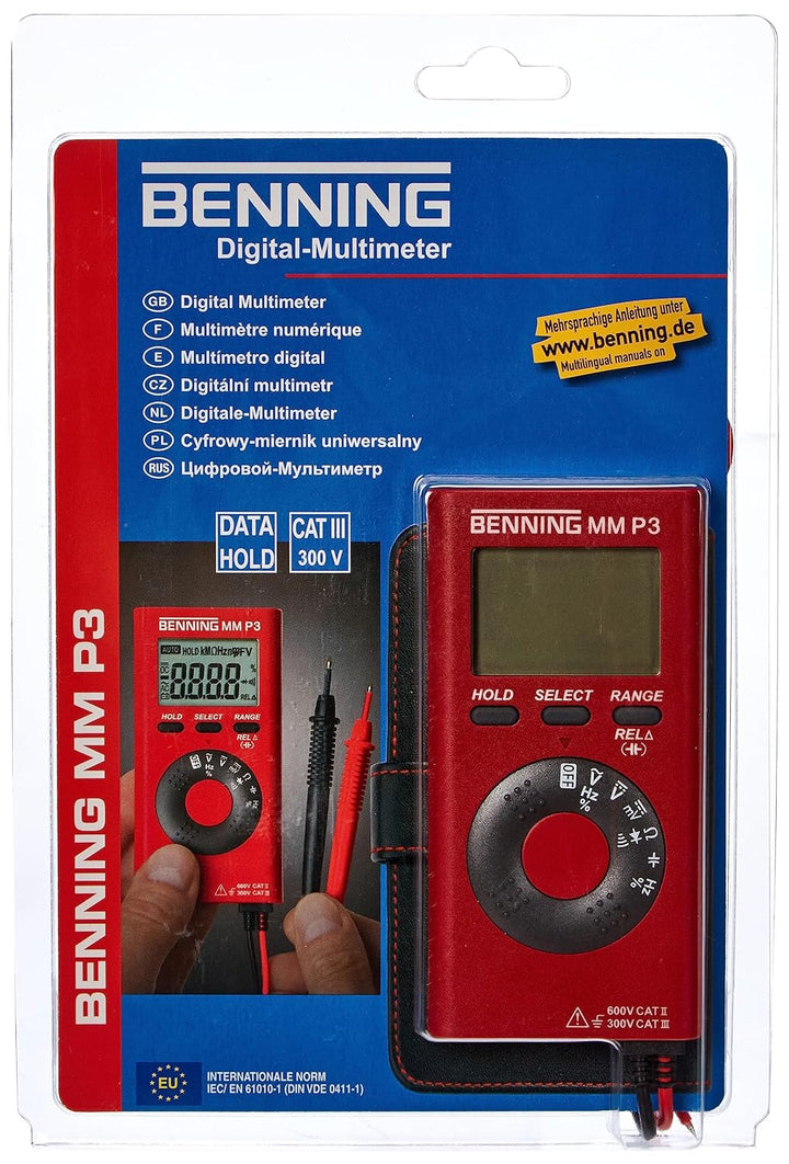 BENNING 044084 MM P3 Digital-Multimeter im Pocketformat, Rot Single, Single