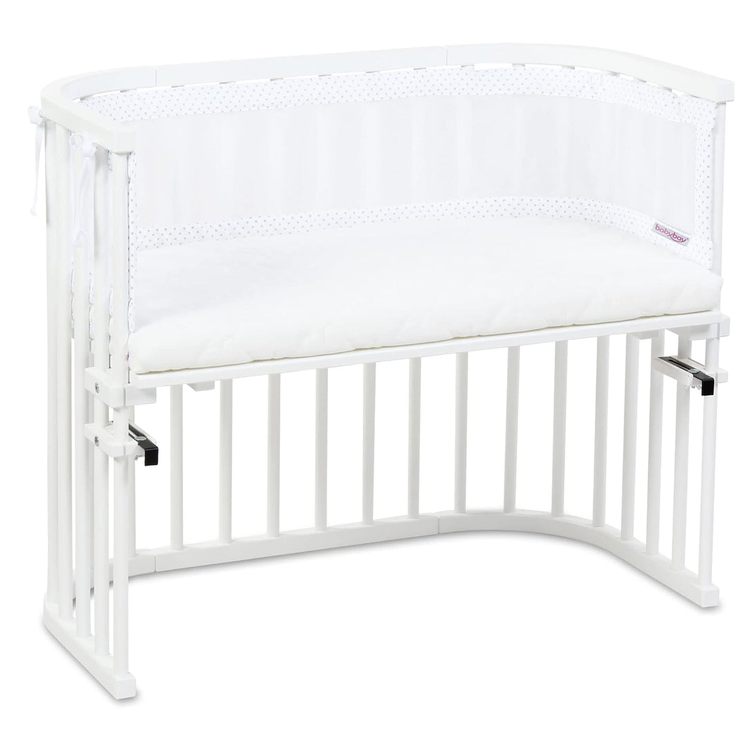 babybay Nestchen Mesh-Piqué passend für Modell Maxi, Boxspring und Comfort, weiss Punkte perlgrau pa