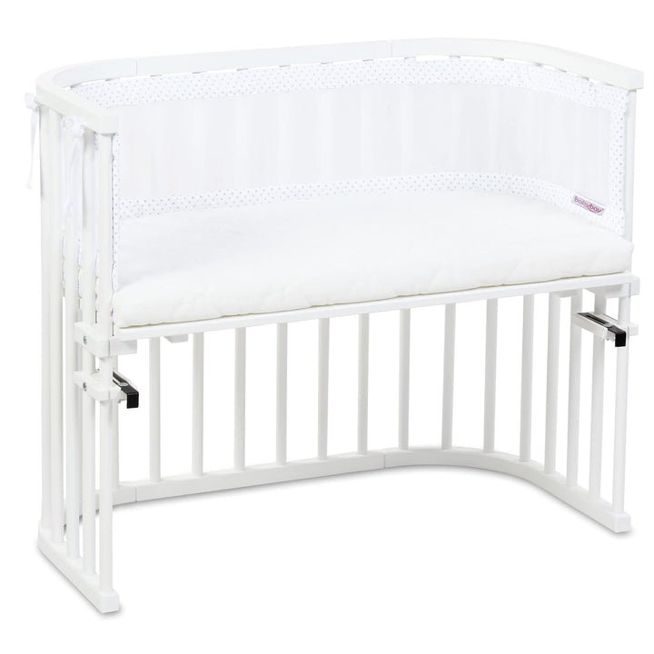 babybay Nestchen Mesh-Piqué passend für Modell Maxi, Boxspring und Comfort, weiss Punkte perlgrau pa