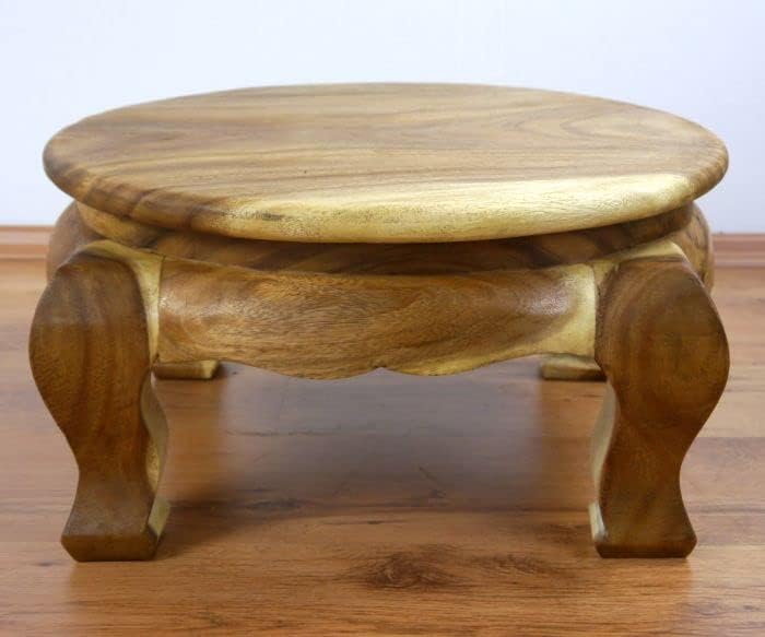 livasia Runder Opiumtisch, Beistelltisch, Massivholztisch, Nachttisch, Podest Natur 50cm, Natur 50cm