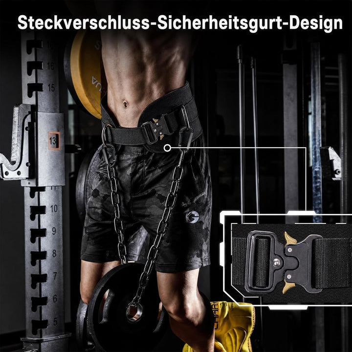 HELI MIAO Dip Gürtel mit Kette Dip Gürtel für Bodybuilding Krafttraining Gewichthebergürtel für Klim