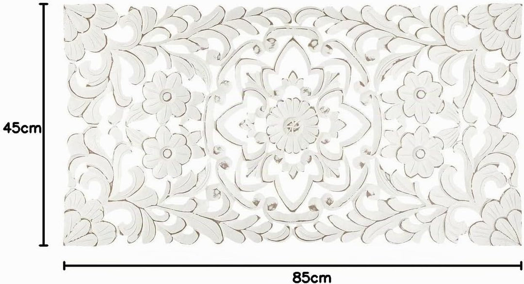 Wanddekoration Fanny - geschnitztes Holz 85 × 45 cm - Weiss - Atmosphera créateur d'intérieur cm Wei