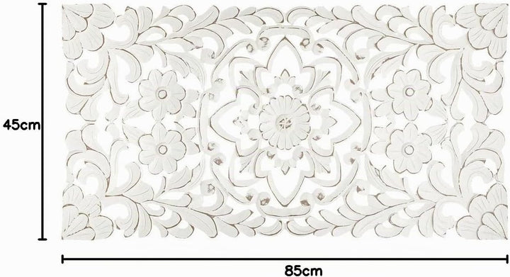 Wanddekoration Fanny - geschnitztes Holz 85 × 45 cm - Weiss - Atmosphera créateur d'intérieur cm Wei