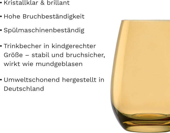 Stölzle Lausitz Wassergläser Set Elements Kids Farbe Bernstein 335 ml randvoll / 6er Set Wassergläse