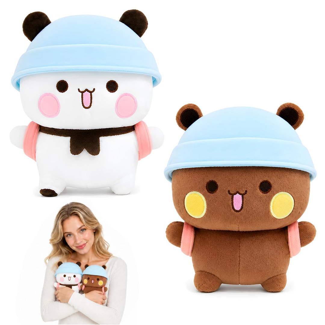 2 Stück Bubu Dudu Kuscheltier, 20CM Dudu Bubu Plüschtier, Süsses Stofftier Kissen, Bär Panda Kuschel