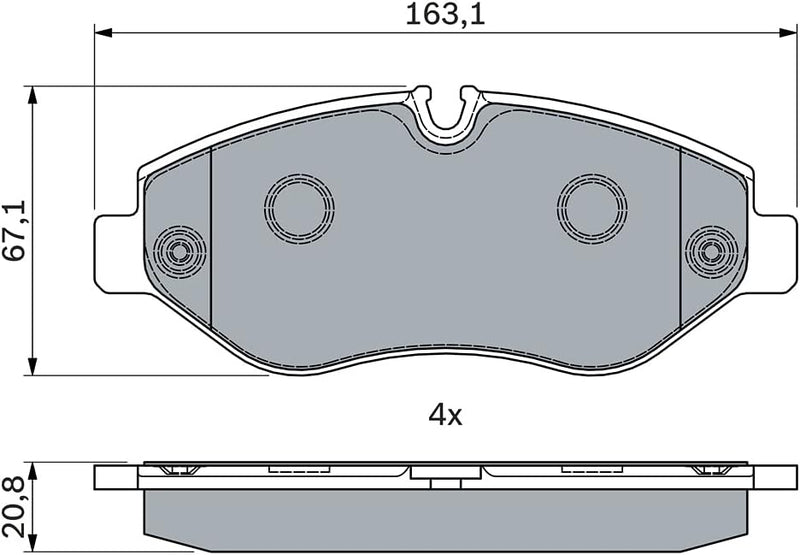 Bosch BP1031 Bremsbeläge - Vorderachse - ECE-R90 Zertifizierung - vier Bremsbeläge pro Set