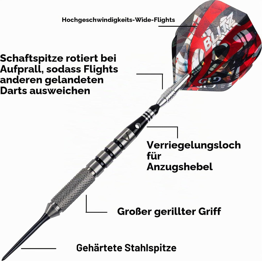 Viper Blitz Dartpfeile aus 95% Wolfram mit Stahlspitze, mit Aufbewahrungs-/Reiseetui 24 Gramm, 24 Gr