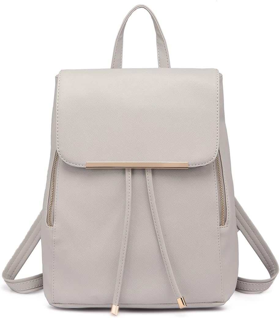 Miss Lulu Rucksack Damen Kunstleder Rucksack Damen Elegant Rolltop Rucksack Damen Tunnelzug-Design C