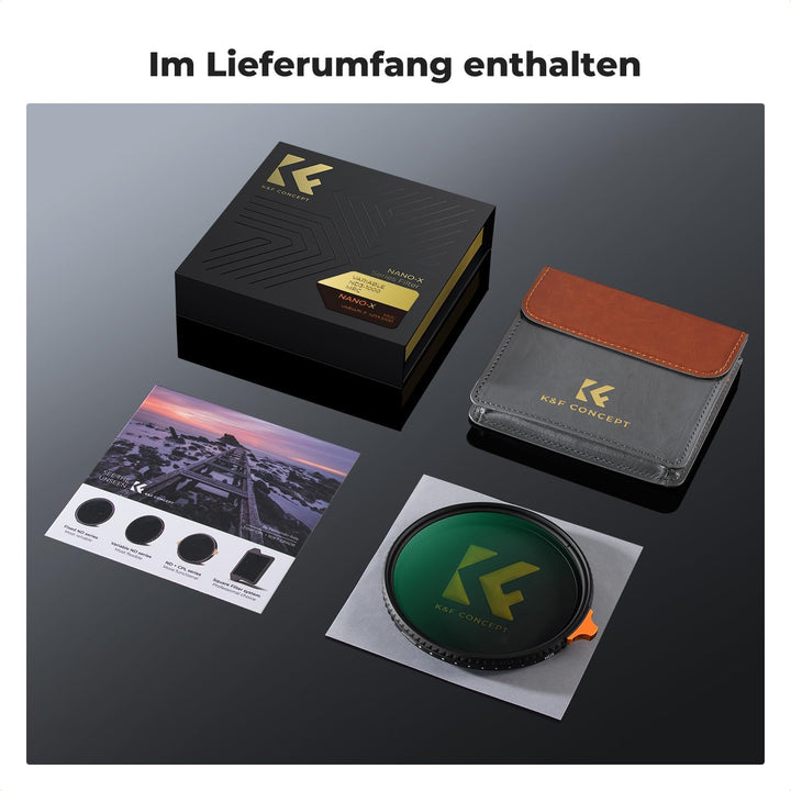 K&F Concept Nano X-Serie Variabler ND Filter ND3-ND1000 Graufilter 67mm(1.5-10 Blendenstufen), 67mm