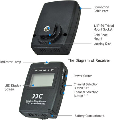 JJC Wireless Remote Shutter Release Control Zeitraffer-Intervallmesser-Timer für Nikon Z 9 D850 D810