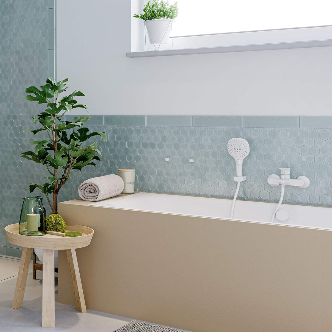 hansgrohe Wannenarmatur Talis E (Aufputz, für 2 Funktionen) Mattweiss Mattweiss Wanne, Mattweiss Wan