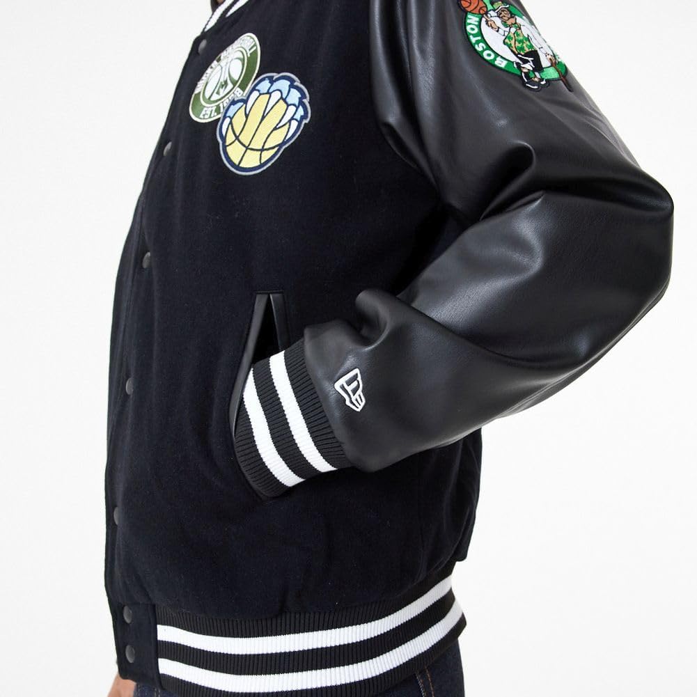 New Era Varsity College Jacke - NBA Patches Bulls Lakers M Schwarz, M Schwarz