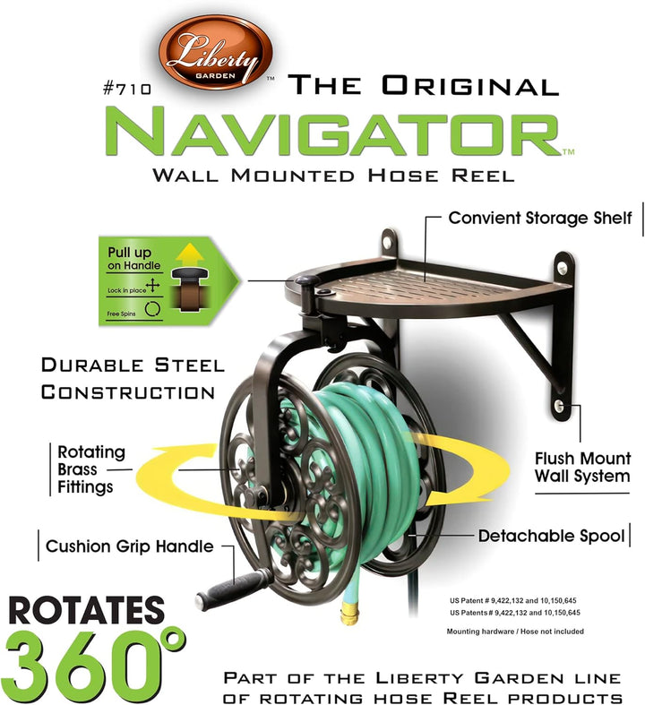 Liberty Garden Products 710 Navigator drehbar Garten Schlauch Spule, hält 125-feet von 5/8 Zoll Schl