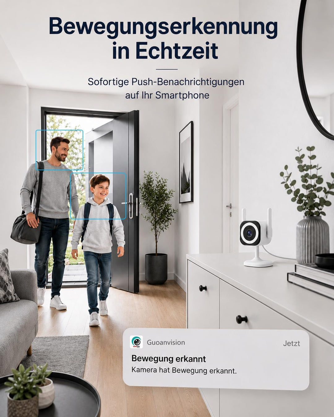 2K 5G Überwachungskamera Aussen Innen, Indoor Kamera Überwachung für Baby Monitor, Haustierkamera, Ä