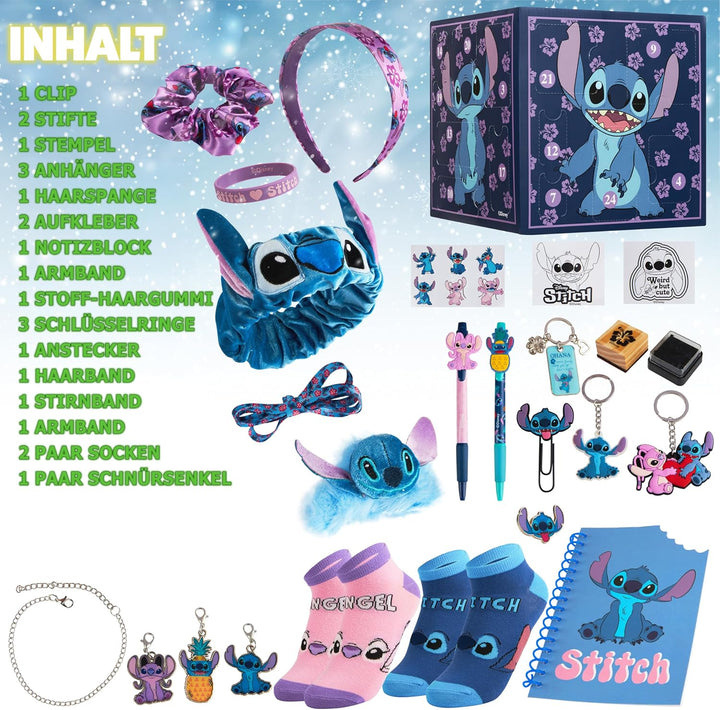 Disney Stitch Adventskalender 2023 Schreibwaren Lilo und Stitch Kinder: 24 Überraschungen mit Schrei