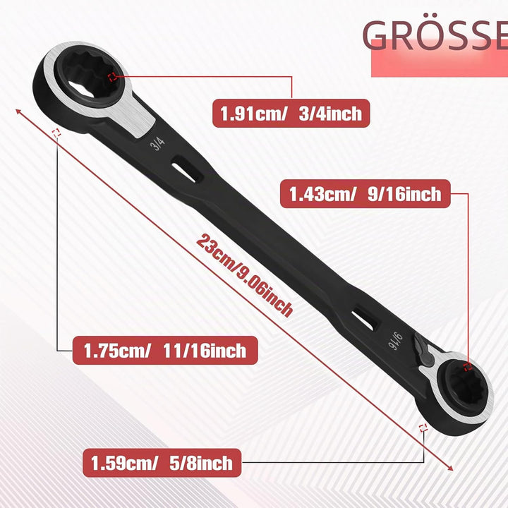 4-in-1 Umkehrbarer Ratschenschlüssel-Set SAE 9/16" 5/8" 11/16" 3/4" Doppel-Ringschlüssel-Set Ratsche