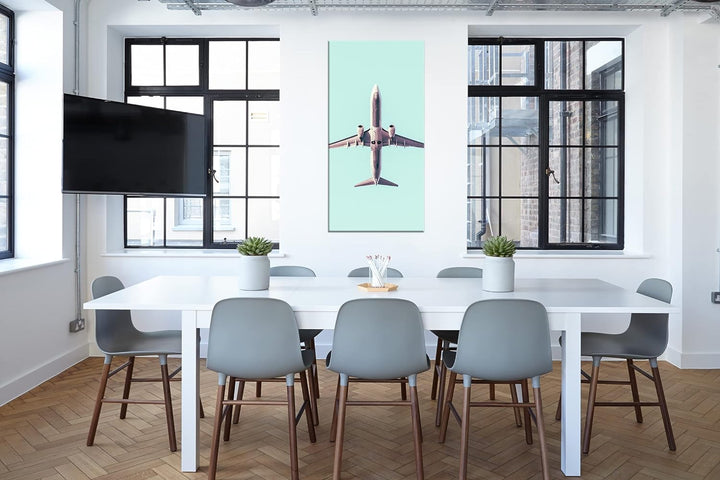 Unterseite eines Flugzeuges Panorama 120x60 cm als Leinwandbild, Motiv fertig gerahmt auf Echtholzra
