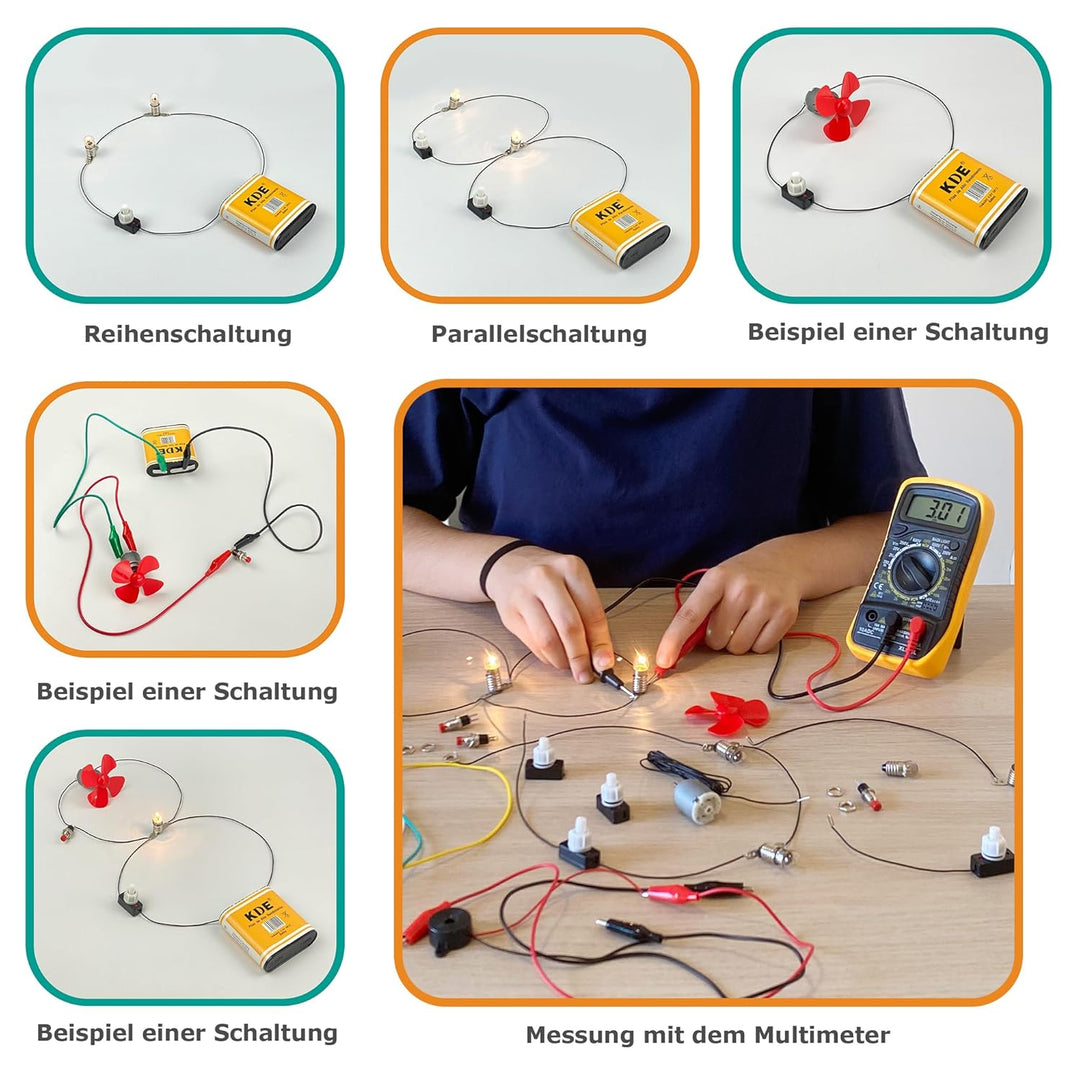 Elektrobaukasten für Kinder mit Multimeter Digital, stromkreis bausatz kinder, elektronik baukasten