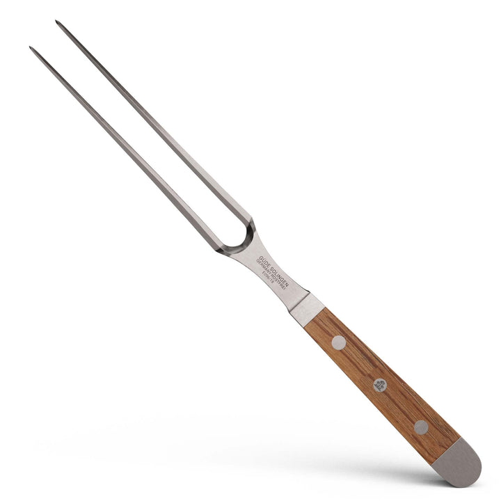 GÜDE Solingen - Fleischgabel geschmiedet, 18 cm, Fasseichenholz, ALPHA FASSEICHE, Doppelkropf, Handm