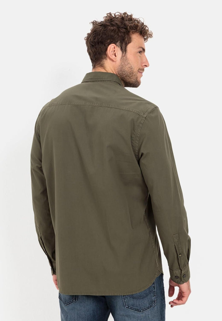 camel active Herren Langarmhemd aus Baumwolle XXL Dunkelgrün, XXL Dunkelgrün