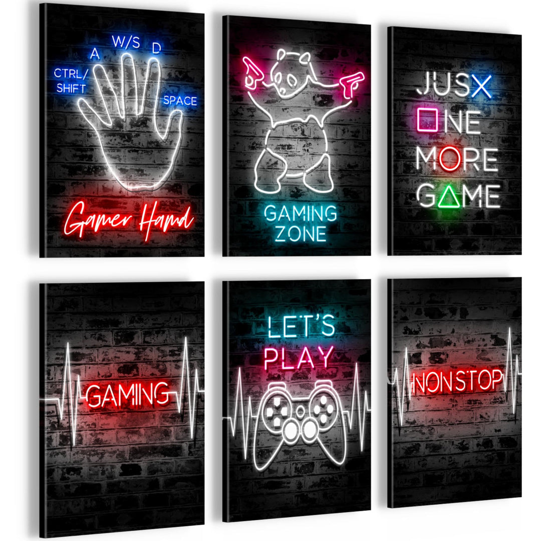 Novart Wandbilder Set - KOMPLETT AUFHÄNGFERTIG - Made in Germany - Moderne Bilder Gamer Spielkonsole