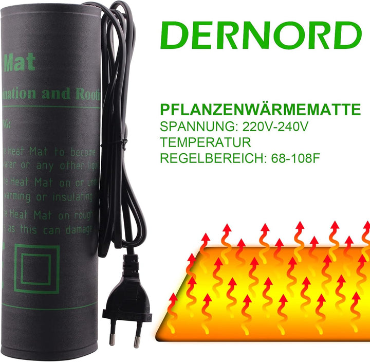 DERNORD Terrarium Gewächshaus Heizmatte Pflanzen - 18W Sämling Heizmatte Pflanzenheizung Wärmematte