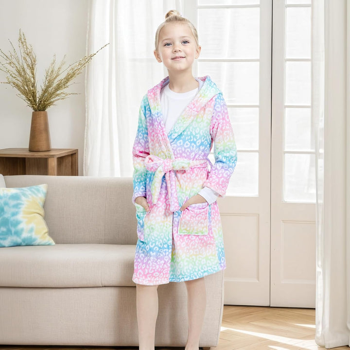 WYTbaby Bademantel Kinder Mädchen Flauschig Fleece bademantel mädchen Lange Ärmel Kinderbademantel m