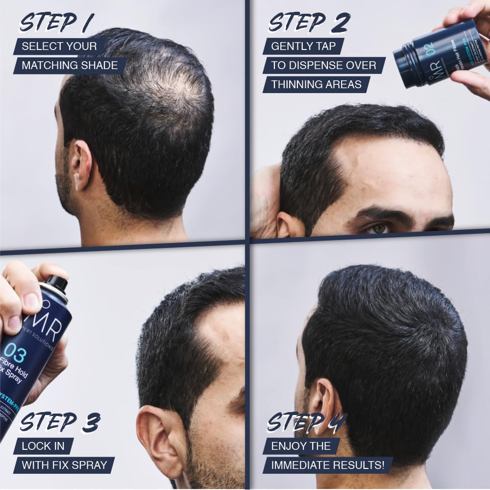 MR Hair Fibers Hellbraun, natürliche Männerhaaraufbaufaser mit Keratin und System PPX + Grüntee-Extr