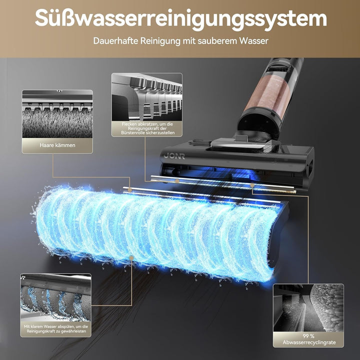JONR 17000 Pa ED 12 Pro Max Nass Trockensauger (ED 12 Upgrade-Version), LCD-Display, 180°-Flachdesig