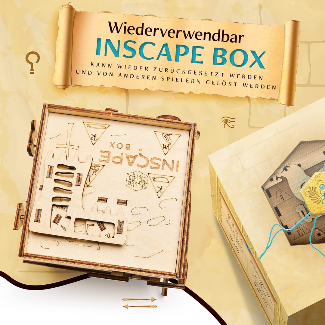 INSCAPE Pharaoh´s Secret - Rätselbox Holz - Puzzle Box - Escape Room Spiel Erwachsene und Kinder - K
