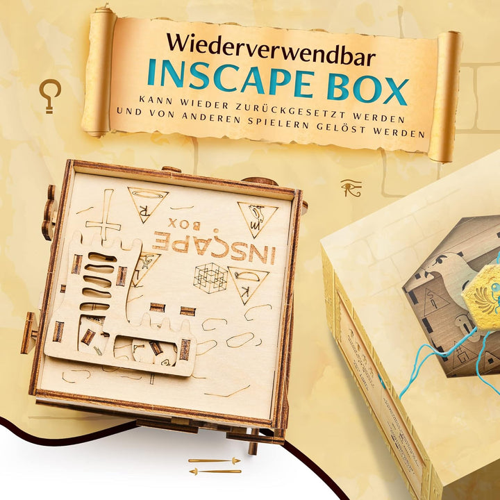 INSCAPE Pharaoh´s Secret - Rätselbox Holz - Puzzle Box - Escape Room Spiel Erwachsene und Kinder - K
