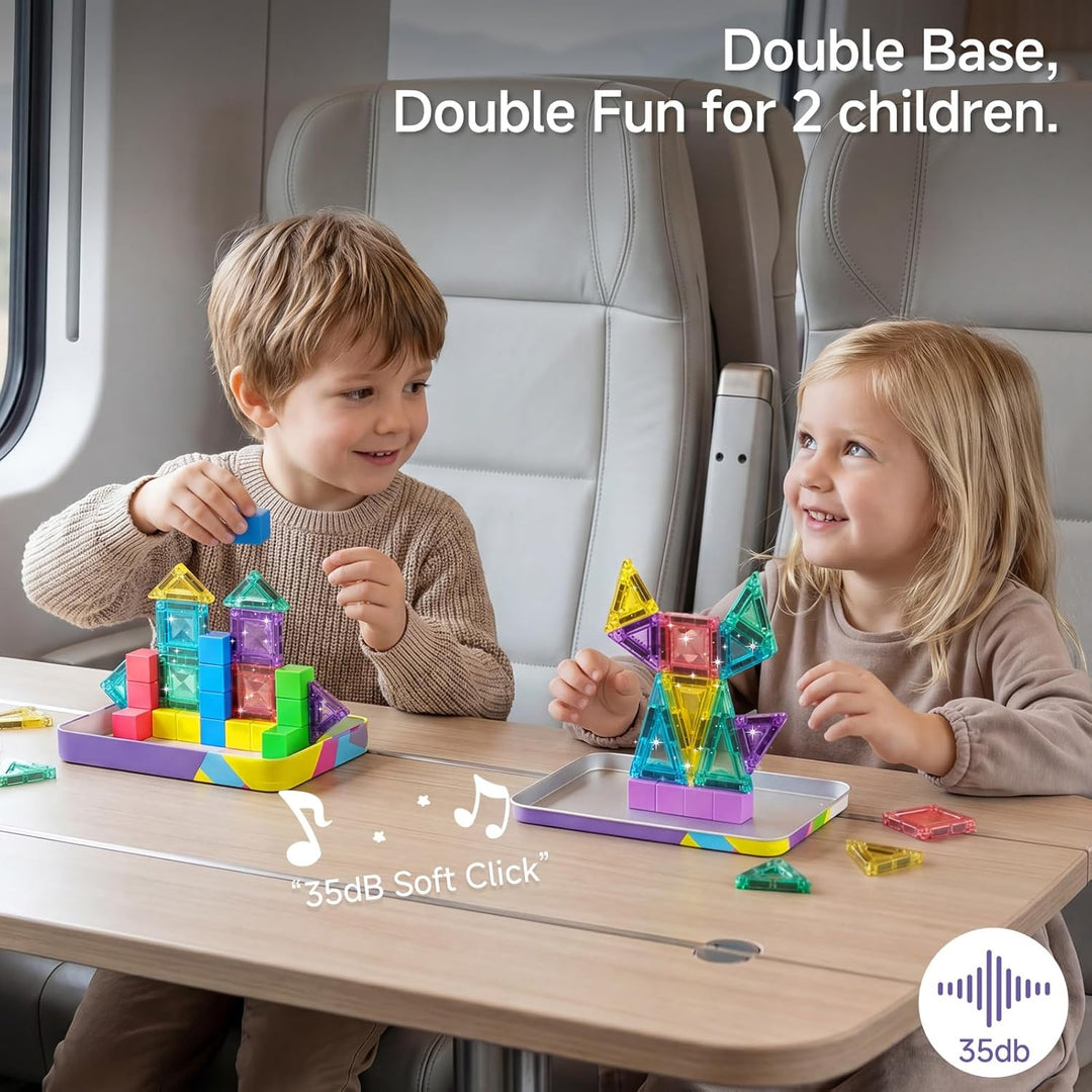Magnetische Bausteine Reiseset (3-in-1): 48-Teile Magnetspielzeug in Ultraleichter Metallbox (nur 38