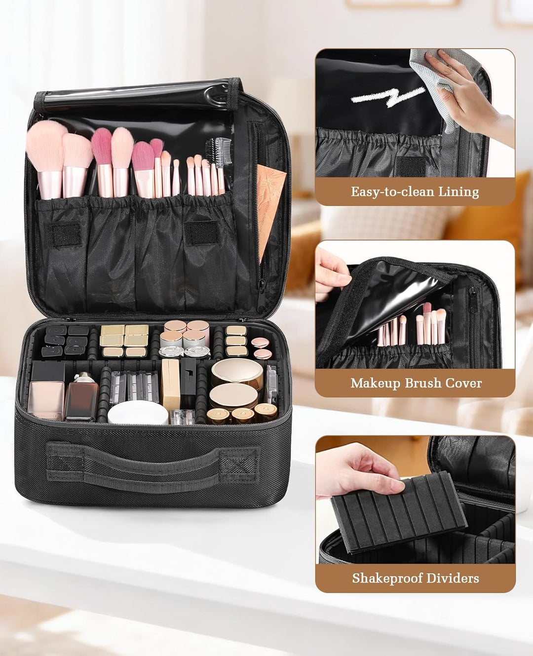 Luxspire Make up Tasche Kosmetiktasche Organizer, Professionelle Make Up Bag Kosmetikkoffer Etui Tra