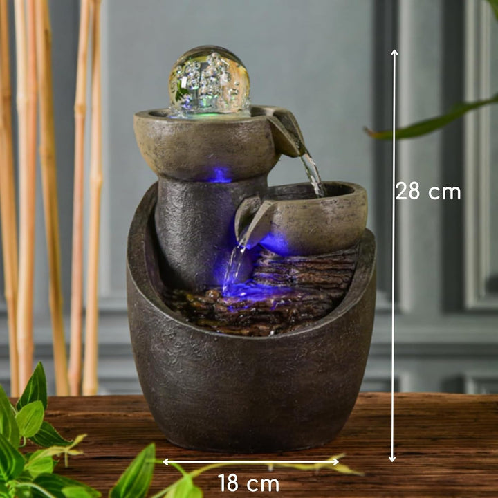 Innenbrunnen Kaskaden Glas Wasserwassereffekt Natursteinlicht LED Bunte LED, Tischbrunnen, aussergew