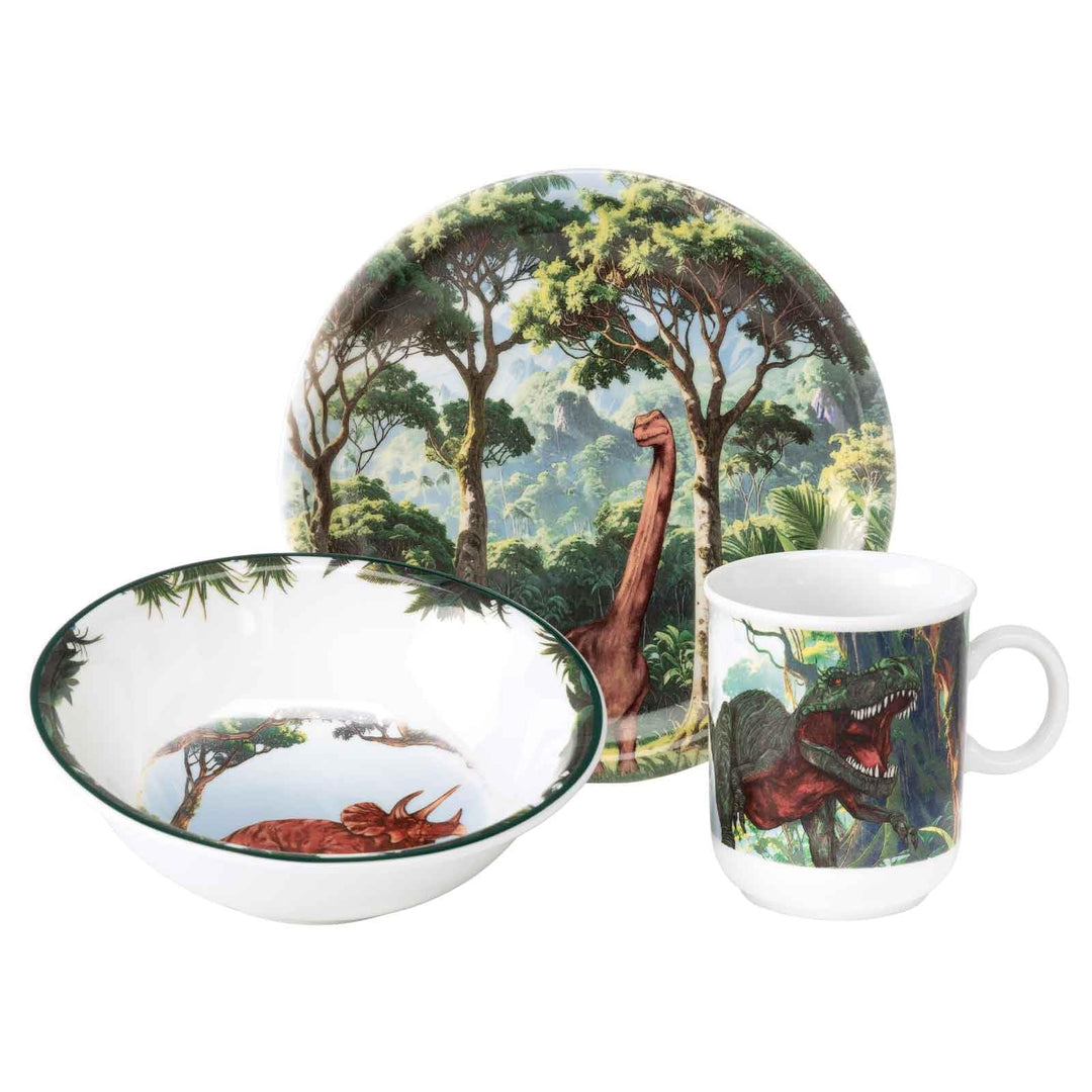 Seltmann Weiden Compact Kindergeschirr Set 3-teilig – Dino – Teller, Schale und Becher mit Dinosauri