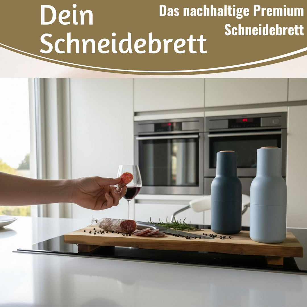 LS-LebenStil XL Vesperbrett Servierbrett Akazie 53x19x4cm - FSC Zertifiziert - Standfüsse - auf Füss