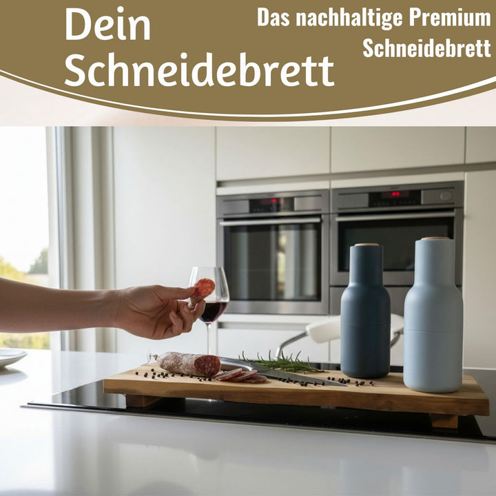 LS-LebenStil XL Vesperbrett Servierbrett Akazie 53x19x4cm - FSC Zertifiziert - Standfüsse - auf Füss