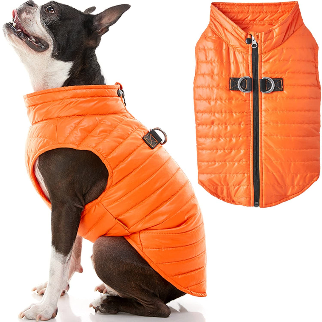 Gooby Puffer Hundeweste – Orange, XSmall – Ultra Dünn Wasserabweisend Reissverschluss Hundejacke mit