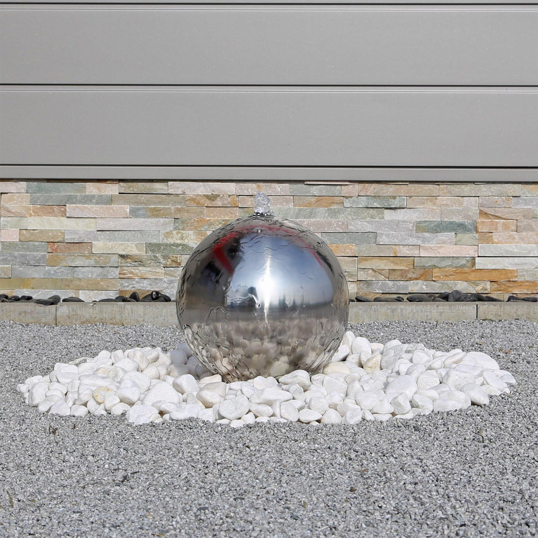 Edelstahl Springbrunnen Kugel 20cm Ø poliert für Gartenbrunnen Kugelbrunnen Wasserspiel