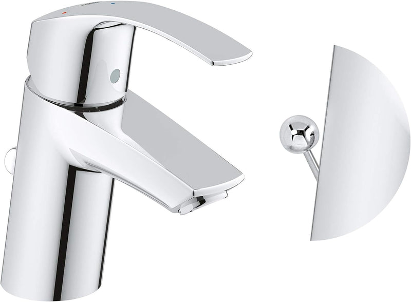 GROHE Eurosmart | Badarmatur - Waschtischarmatur | mit Zugstange, S-Size | 32926002, Silber S mit Zu