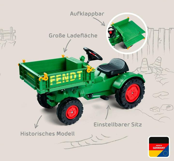BIG - Fendt Geräteträger - Kindertraktor, Spielfahrzeug mit Präzisionskettenantrieb, 3-fach verstell