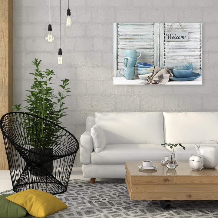 Feeby Bild auf Leinwand für Wohnung Kunstdruck modern rustikal Grau 80x60 cm M14322 80x60 cm, M14322