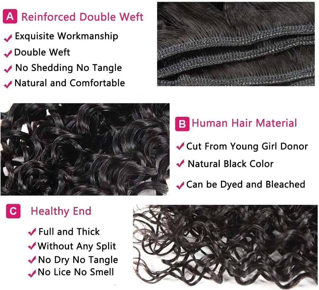 RICHAIR Human Hair Bundles, Curly Wave 3 Bundles, 12 Inches (30.48 cm), Human Hair Brazilian Curly H