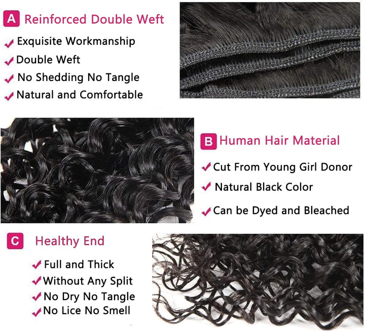 RICHAIR Human Hair Bundles, Curly Wave 3 Bundles, 12 Inches (30.48 cm), Human Hair Brazilian Curly H