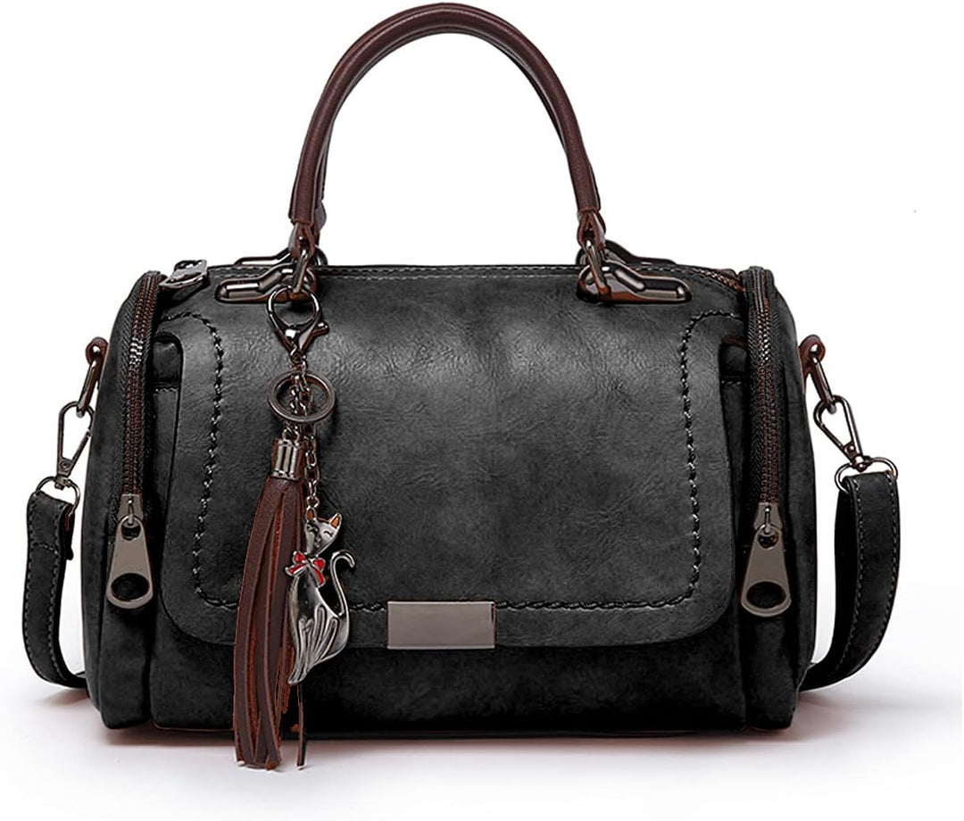 PORRASSO Retro Handtasche Damen Umhängetaschen Frauen Schultertaschen Wasserdicht PU Leder Henkeltas