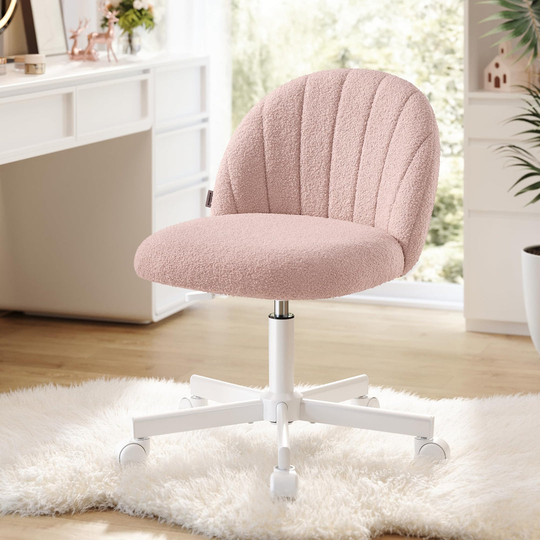 SONGMICS Homeoffice-Stuhl, Schminkstuhl aus Fleece, Schreibtischstuhl, Schaumstoffpolsterung, höhenv