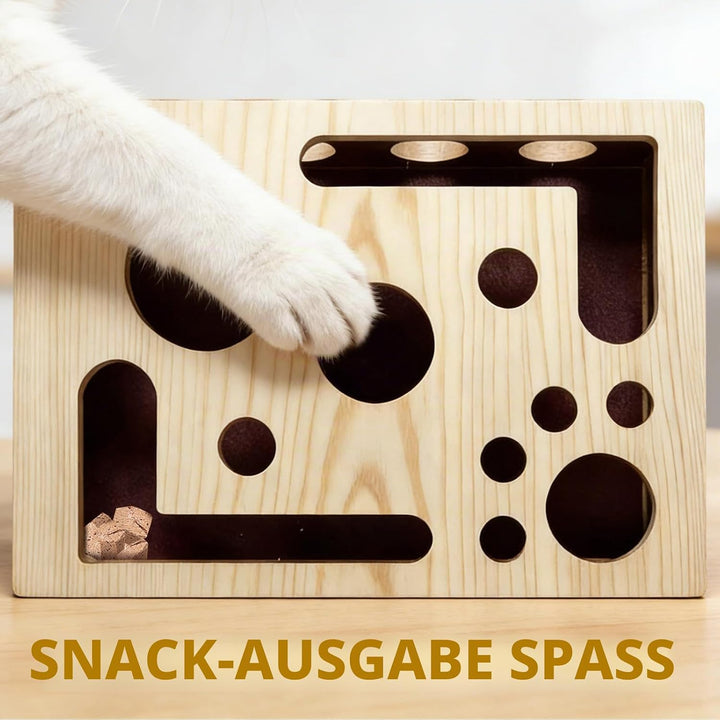 Katzen Kratzbrett für scharfe Katzenkrallen 30X25X8CM Kratzpuzzle Spielbox Holz Katzen Nagelpflege B