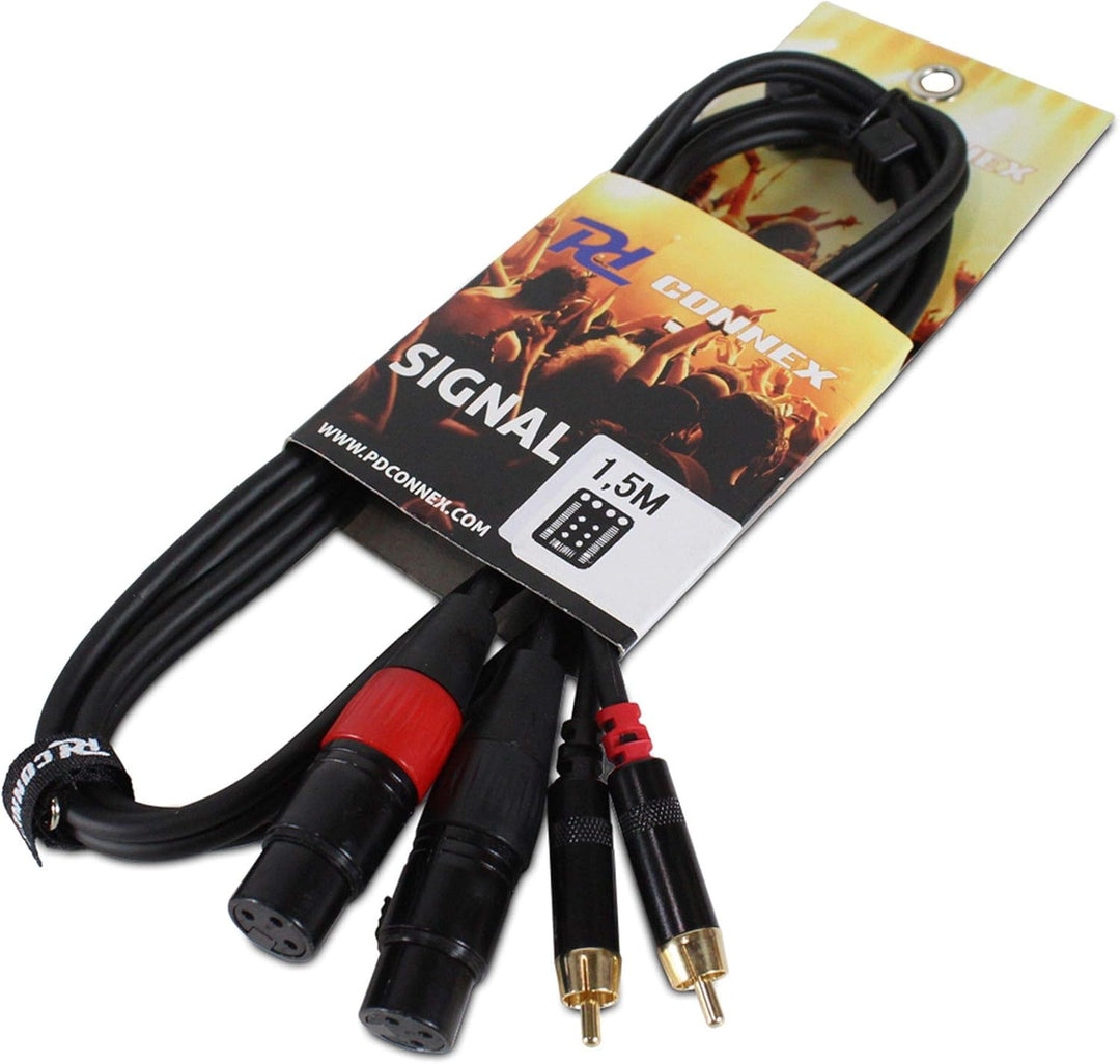 PD Connex - Signalkabel Audiokabel 2x XLR weiblich - 2x RCA männlich - 1,5 Meter, XLR auf Chinch, To